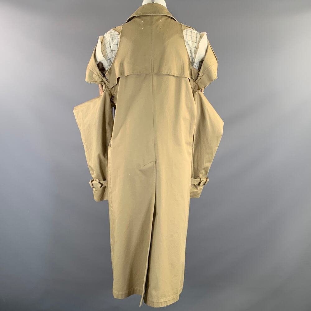 MAISON MARGIELA Size M Khaki Cotton Cut Out Trench Coat - Picture 3 of 10